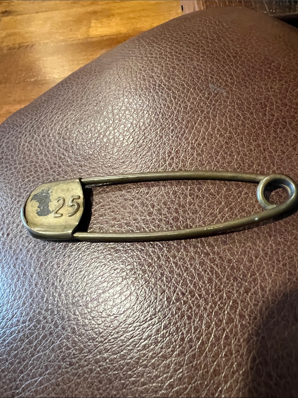 Antique Brass Safety Pin Lapel Accessory - Brown
